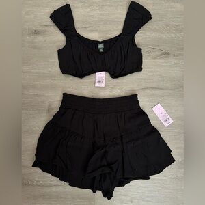 2 pc crop top / high waisted shorts set